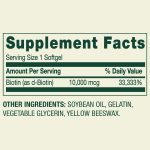Spring Valley Biotin Dietary Supplement Softgels for Hair/Skin/Nails Health, 10,000 mcg, 120 Count - Image 2