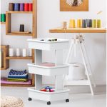 Mainstays 3-Tier Plastic Rolling Laundry Cart, Arctic White - Image 7