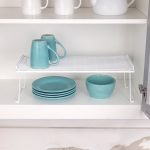 Mainstays Metal Wire Stacking Shelf Organizer for Kitchen Cabinet and Pantry Storage, 22" x 10" x 7", White - Image 4
