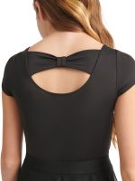 Justice Cap Sleeve Ballet Leotard for Girls with Bow Back, Size S (7/8) - Black - Image 3