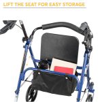Drive Medical Four Wheel Rollator Rolling Walker with Fold Up Removable Back Support, Blue - Image 7