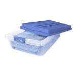Hefty HI-RISE 40 Quart Medium Latching Storage Bin, Clear Plastic Storage Container with HI-RISE Latch Lid, Blue - Image 7