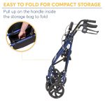 Drive Medical Four Wheel Rollator Rolling Walker with Fold Up Removable Back Support, Blue - Image 2
