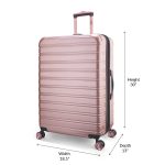 iFLY Fibertech 28" Large Checked Suitcase – Hardside Expandable Spinner Luggage for Travel, Rose Gold - Image 2