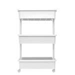 Mainstays 3-Tier Plastic Rolling Laundry Cart, Arctic White - Image 2