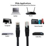 onn. Cat6 Ethernet Patch Cable, RJ45 Network Internet Stranded Cord, 14', Black - Image 6