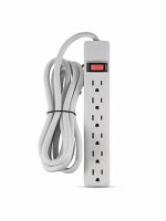 Hyper Tough 6-Outlet Indoor Power Strip with 8 ft Extension Cord, ETL Certified, White - Image 4