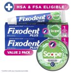Fixodent Plus Scope Denture Adhesive Cream, Precision Hold, Scope Flavored, 2 oz, 2 Pack - Image 4