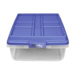 Hefty HI-RISE 40 Quart Medium Latching Storage Bin, Clear Plastic Storage Container with HI-RISE Latch Lid, Blue - Image 3