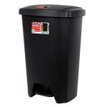 Hefty Kitchen Trash Can, 12.1 Gallon Plastic Step Garbage Bin with Foot Pedal Lid, Black - Image 2