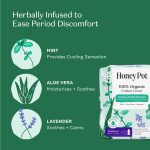 Honey Pot 100% Organic Cotton Cover Cooling Herbal Infusion Overnight Pads, 12 Count - Image 5