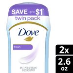 Dove Invisible Solid Antiperspirant Deodorant Stick For Women, Fresh, For All Day Underarm Sweat & Odor Protection ,2.6 oz, 2 Pack - Image 2