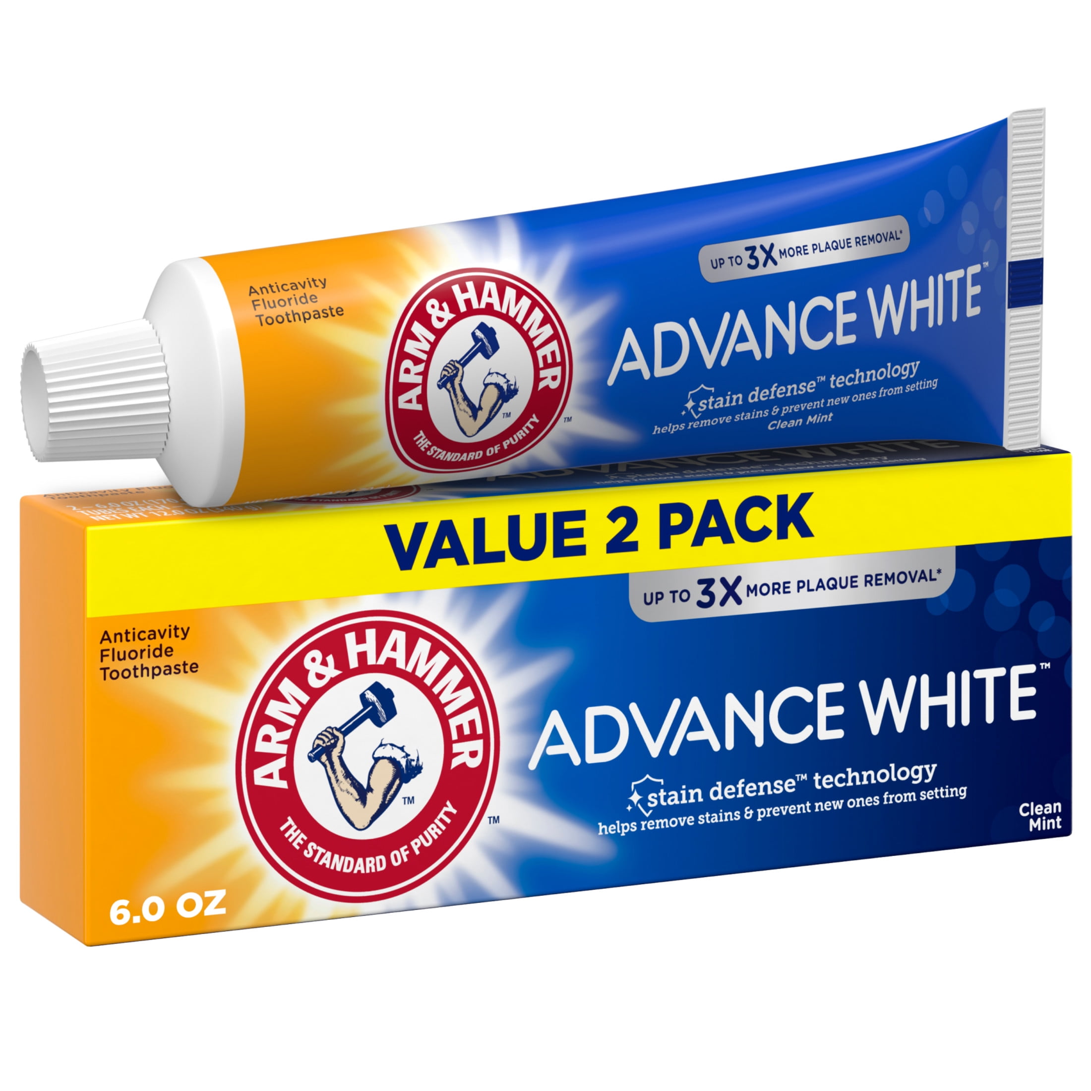 ARM-HAMMER-Advance-White-Anticavity-Whitening-Toothpaste-with-Fluoride-Clean-Mint-6-oz-2-Pack_62558347-4904-4c8c-8da2-fb660eb71c0f.f5465a2ffc2fe81a7e66ad72f070a825.jpeg ARM & HAMMER Advance White Anticavity Whitening Toothpaste with Fluoride, Clean Mint, 6 oz, 2 Pack - Image 1