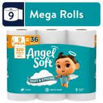 Angel Soft 2-Ply Toilet Paper, 9 Mega Rolls, 320 Sheets Per Roll