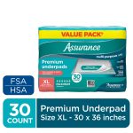Assurance Unisex Premium Underpad for Adults, XL, Maximum Absorbency, 30 Count