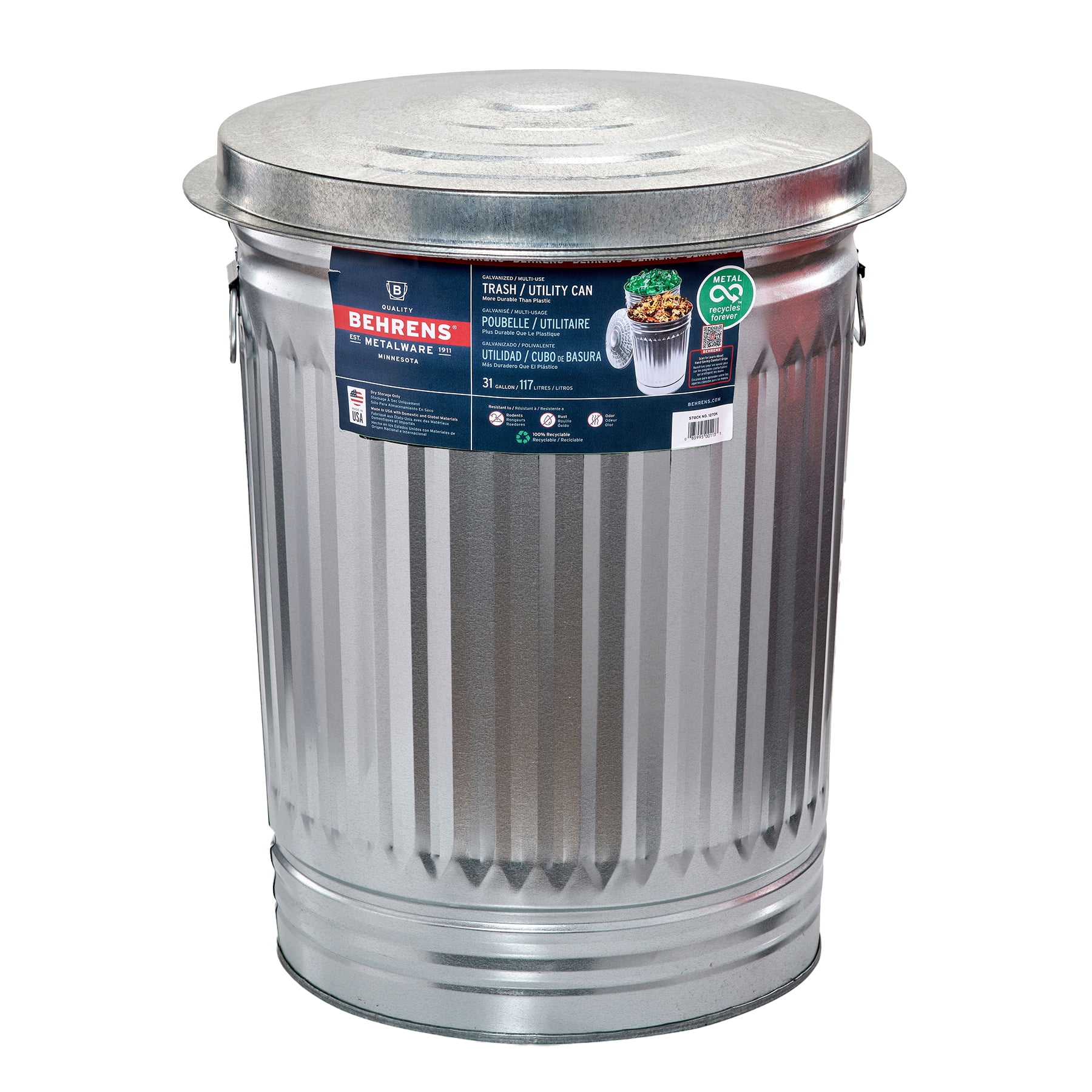 Behrens-31-Gallon-Steel-Trash-Can_bdff6ad0-453c-470a-967c-57f3ed422bf9.a50250db2fa01685116cd2302e11278a.jpeg Behrens 31-Gallon Steel Trash Can - Image 1