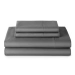 Better Homes & Gardens 4-Piece 400 Thread Count Cotton Sateen Performance Bed Sheet Set, Grey, Queen