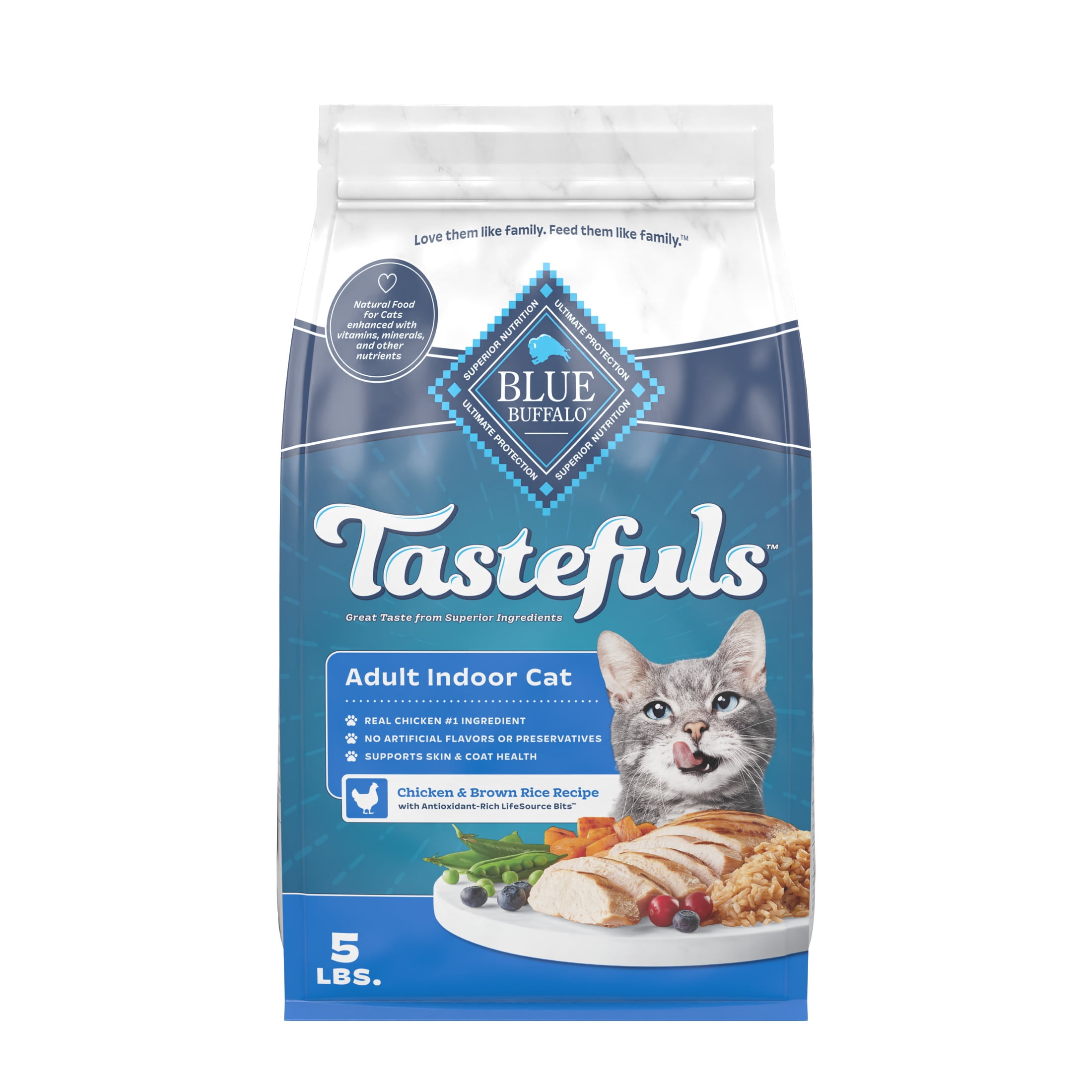 Blue-Buffalo-Tastefuls-Dry-Food-Adult-Indoor-Cat-Chicken-and-Brown-Rice-5-lb-Bag_2ec1d83c-cdfc-45c5-803a-7ec1f221e366.137f7d5a55661214b62284f767156bda.jpeg Blue Buffalo Tastefuls Natural Dry Food for Adult Indoor Cats, Chicken & Brown Rice Recipe, 5-lb. Bag - Image 1