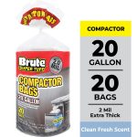 Brute Super Tuff® Compactor Trash Bags, 20 Gallon, 20 Bags (Twist Tie)