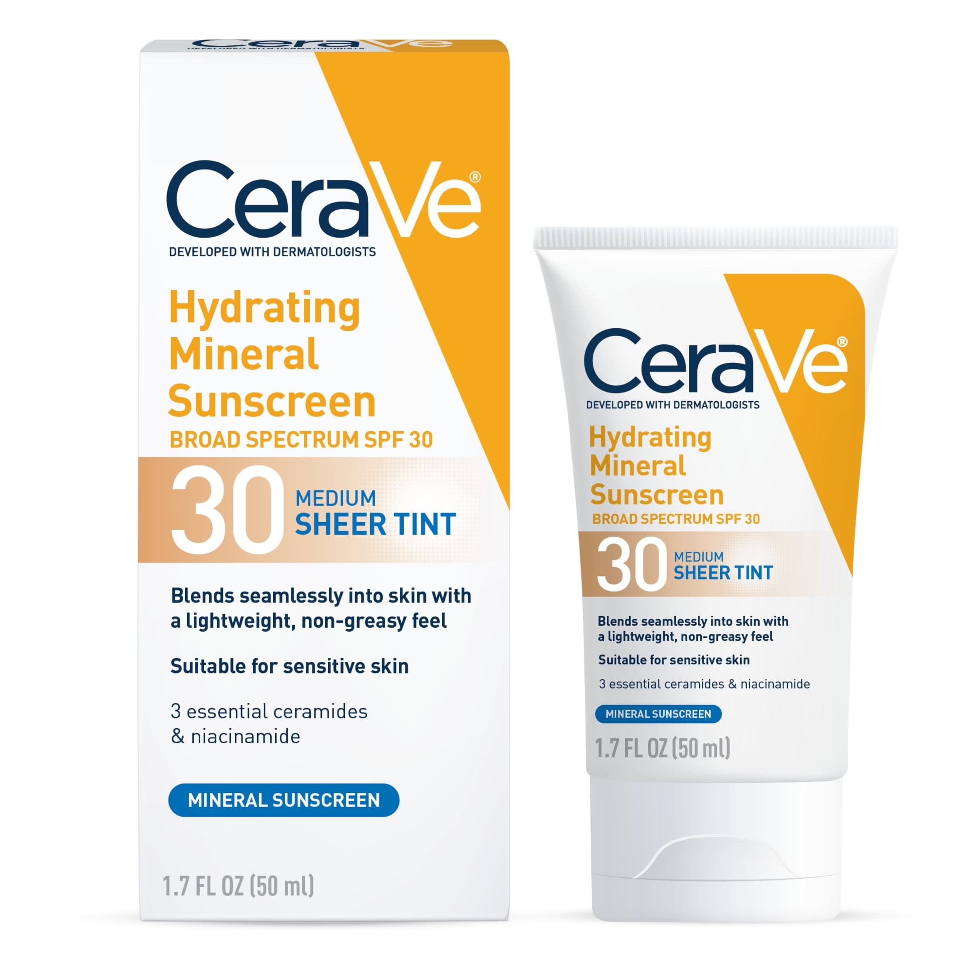 CeraVe-Tinted-Hydrating-Mineral-Sunscreen-Lotion-SPF-30-For-Face-with-Sheer-Tint-Medium-1-7-fl-oz_f88d0140-4f15-4321-b43e-1866db5eac32.455c1336eda46da09b517162ac6542d7.jpeg CeraVe Sunscreen Tinted Hydrating 100% Mineral Broad-Spectrum Lotion SPF 30 for Face with Sheer Tint - Image 1