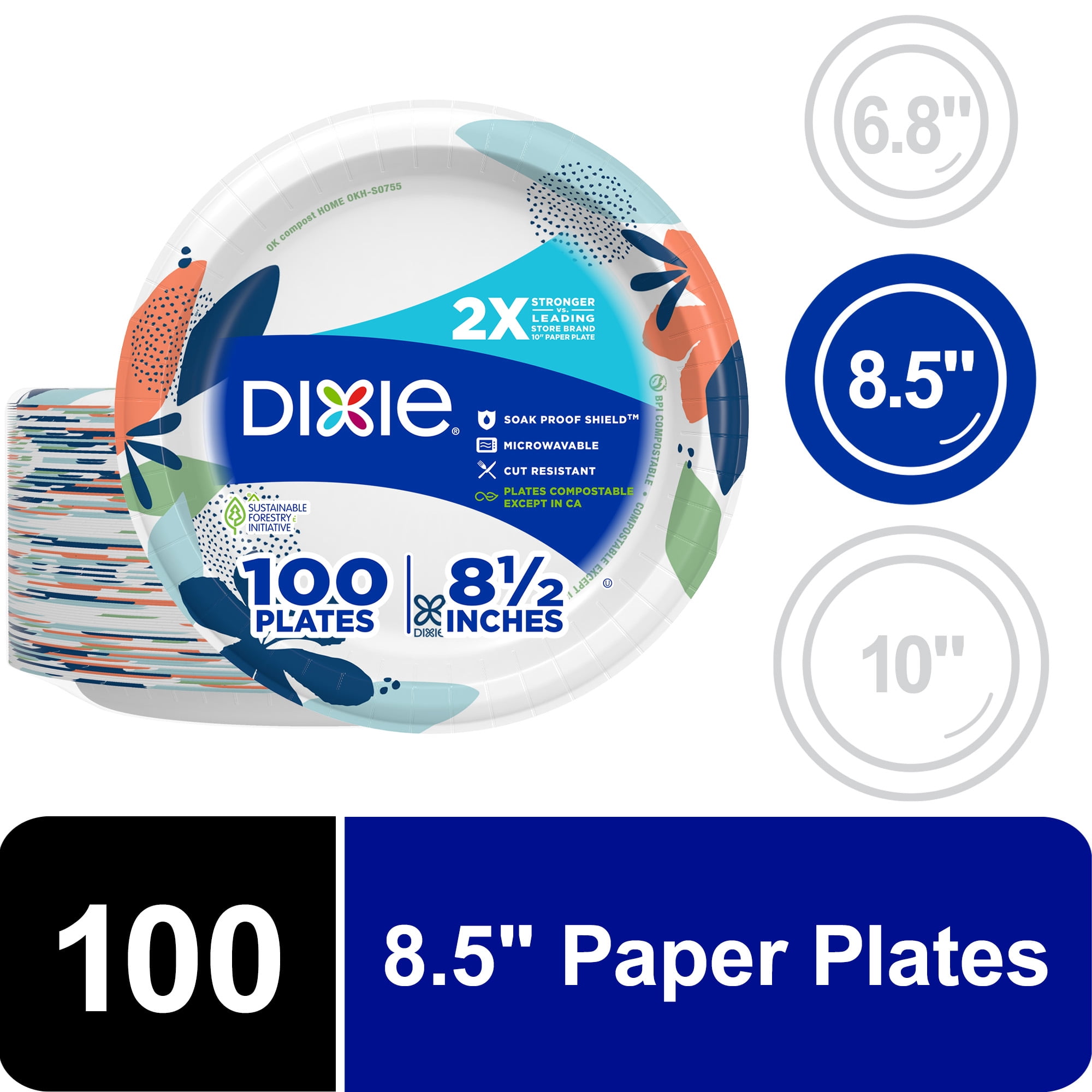Dixie-Everyday-Disposable-Paper-Plates-8-5-Multi-Color-100-Count_e9e01c0c-4364-4fc2-b19b-13bfac937c7f.50efee13189f0ee7734dca8fe1037496.jpeg Dixie Everyday Paper Lunch Plates, 8.5", 100 Count - Image 1