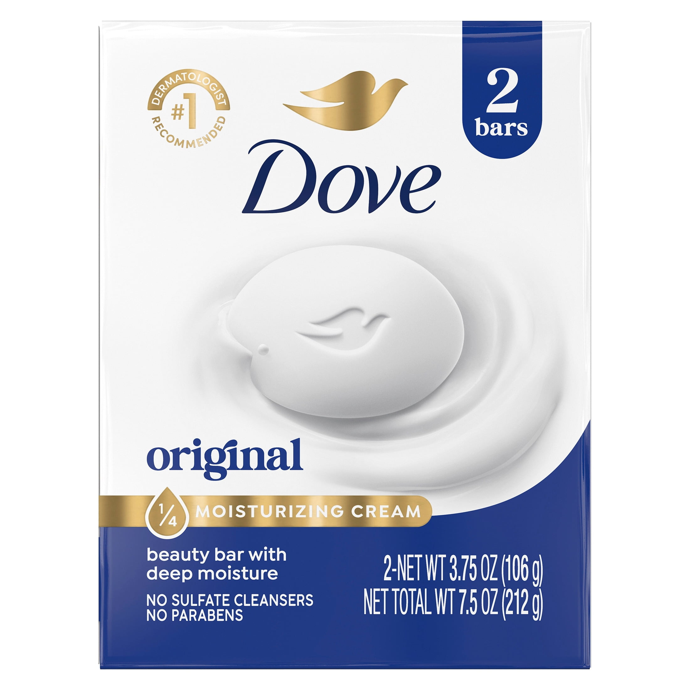 Dove-Beauty-Bar-Soap-for-Women-Original-with-1-4-Moisturizing-Cream-All-Skin-3-75-oz-2-Bars_3bc02672-91f1-4e03-ae62-1f7796ef396b.aa275d28705e9228808eabdd016fa46d.jpeg Dove Beauty Bar Soap For Soft Smooth Skin Original With 1/4 Moisturizing Cream, 3.75 oz 2 Bars - Image 1