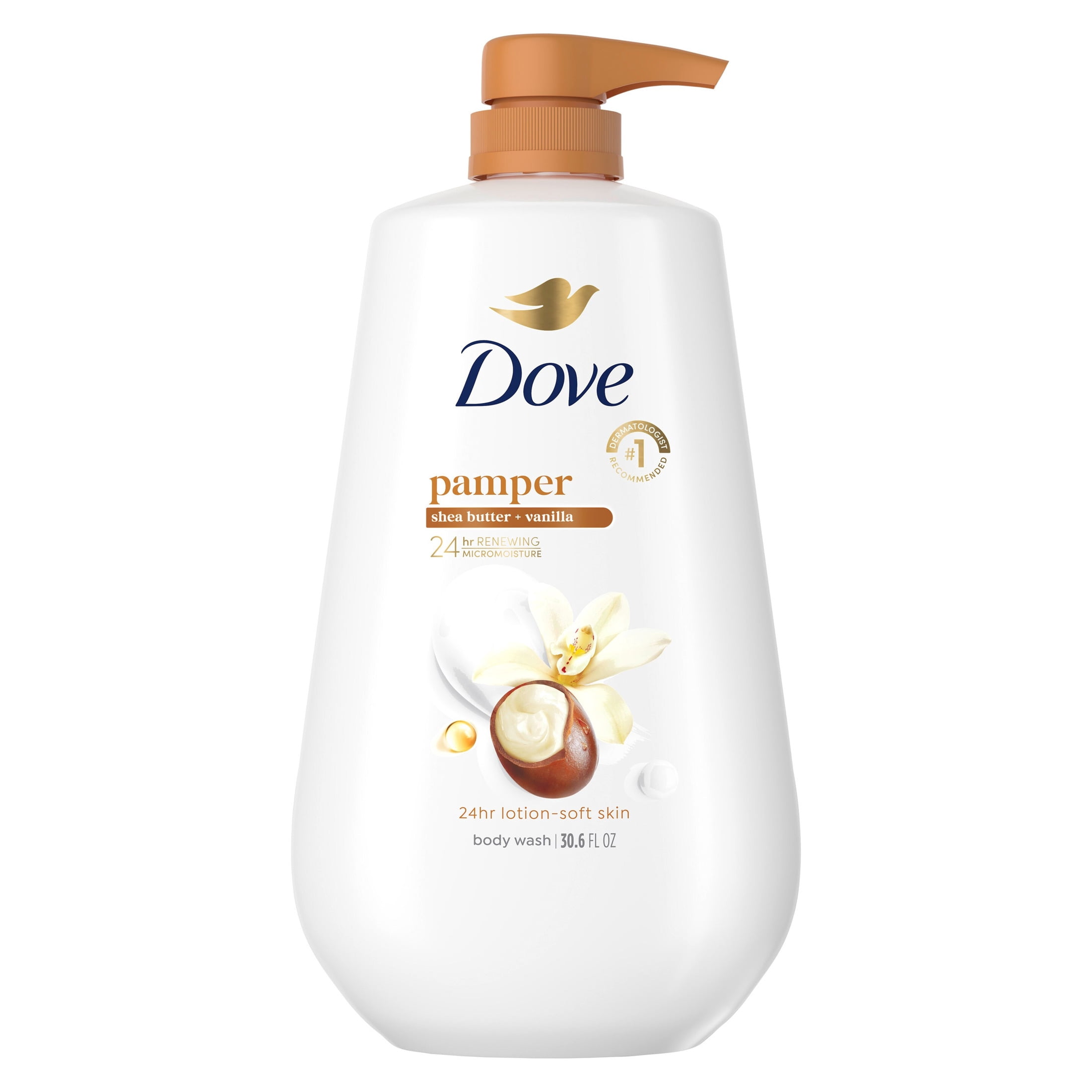 Dove-Pampering-Long-Lasting-Gentle-Body-Wash-Shea-Butter-and-Vanilla-30-fl-oz_9ebf5139-da49-43c2-8d67-eecf7048a26b.dc3b43447e8e3390eba3672344a93c12.jpeg Dove Body Wash With Pump For 24hr Lotion-Soft Skin Pamper Shea Butter & Vanilla Moisturizing Skin Cleanser With No Sulfates No Parabens ,30.6 fl oz - Image 1