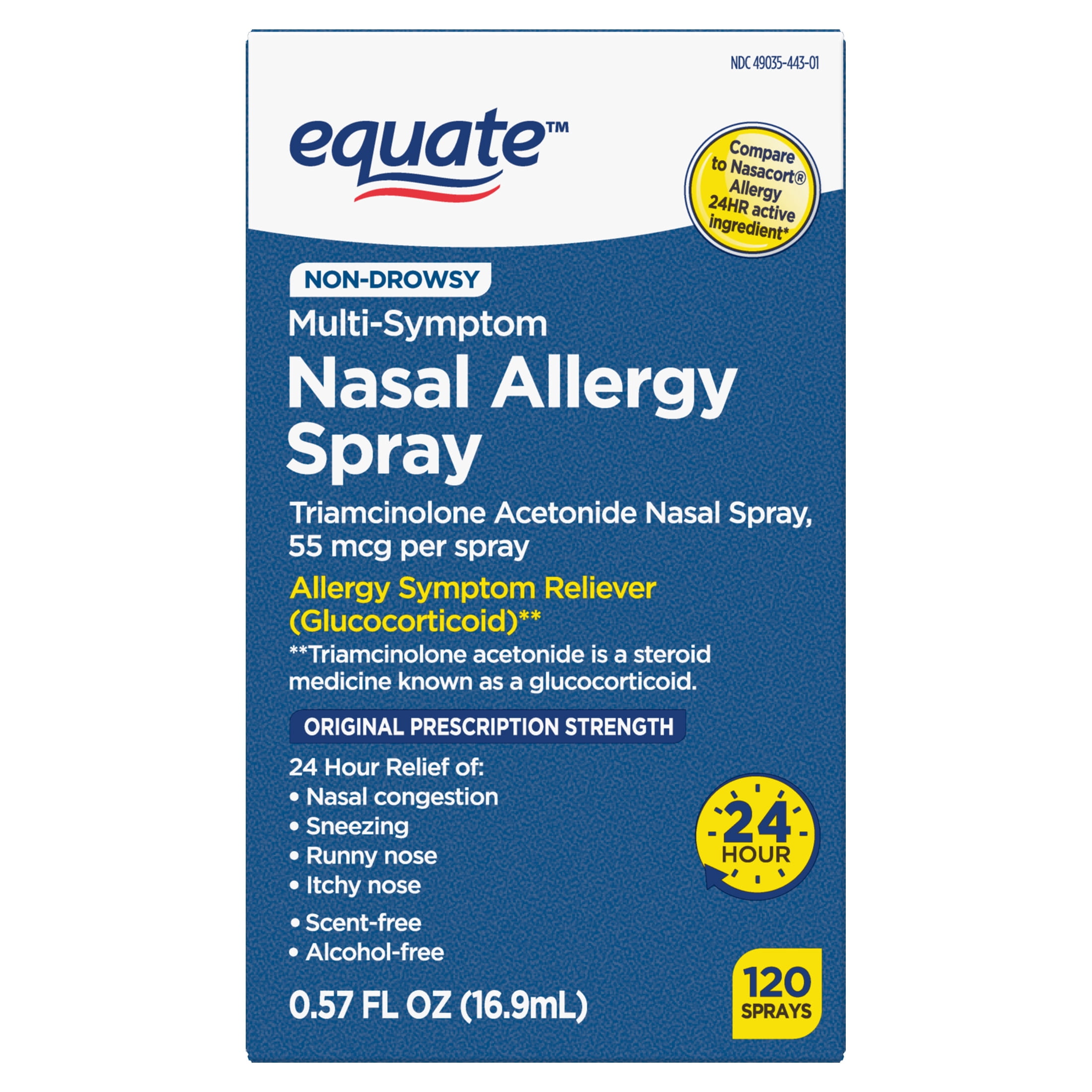 Equate-Nasal-Allergy-Spray-24-Hour-Relief-Non-Drowsy-120-Sprays_3cefabc0-1402-48bf-8bba-9c1de2cac0cc.ee5d2d19a102edf1861594437b44cba3.jpeg Equate Nasal Allergy Spray, 24 Hour Relief, Non-Drowsy, 120 Sprays, 16.9 ml - Image 1