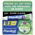 Fixodent Plus Scope Denture Adhesive Cream, Precision Hold, Scope Flavored, 2 oz, 2 Pack