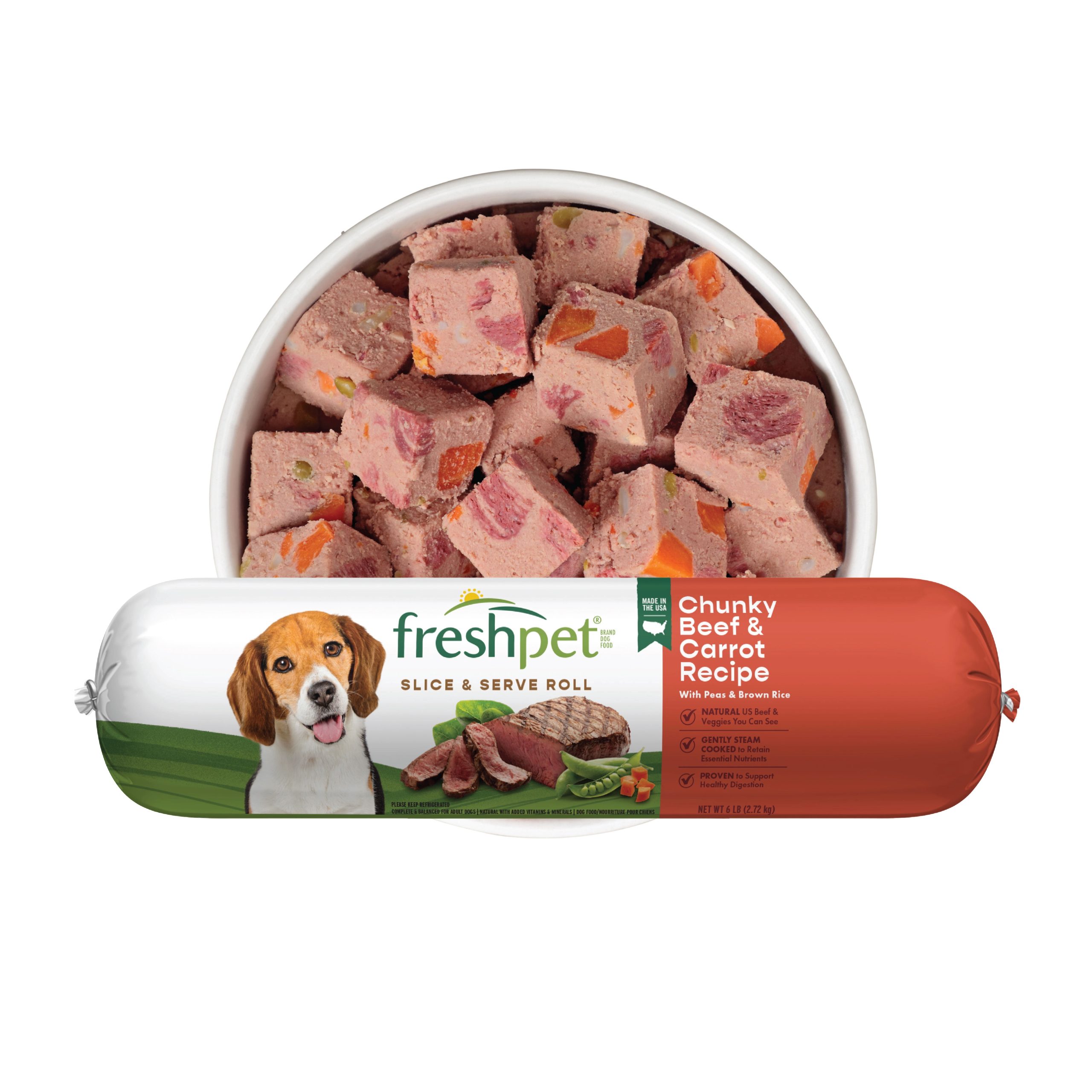 Freshpet-Healthy-Natural-Dog-Food-Fresh-Beef-Roll-6lb_41cee064-adfb-4e65-bd1b-58d93fef889a.d9d6d4eac5da61b98c1098cc81684915.jpeg Freshpet Fresh Dog Food, Chunky Beef Recipe, Slice & Serve Roll, 6 lb. - Image 1