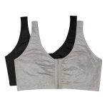 Fruit of The Loom Women's Comfort Front Close Cotton Sports Bra, 2 Pack