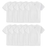 Fruit of the Loom Toddler Boy EverSoft Cotton White Crew Undershirts, 10 Pack, Sizes 2T-5T