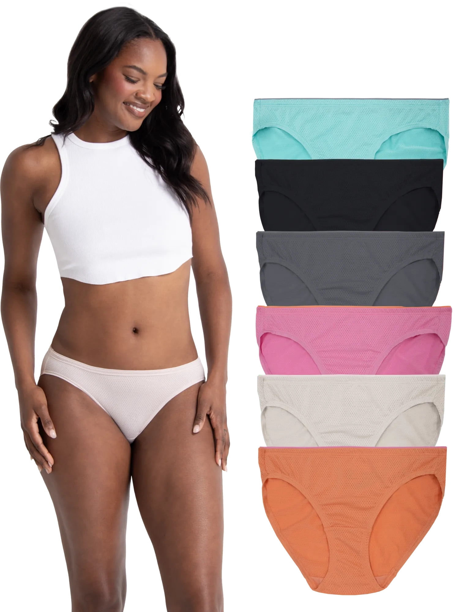 Fruit-of-the-Loom-Women-s-Breathable-Micro-Mesh-Bikini-Underwear-6-Pack_649c711a-ff2d-435d-8177-65b99e0a39f2.dda7e4c0326ff22e51f58a5412692c46.jpeg Fruit of the Loom Women's Breathable Micro-Mesh Underwear, Multiple Styles, 6-Pack, Sizes S-3XL - Image 1