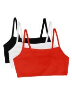 Fruit of the Loom Women's Spaghetti Strap Cotton Sports Bra, 3-Pack, Style-9036