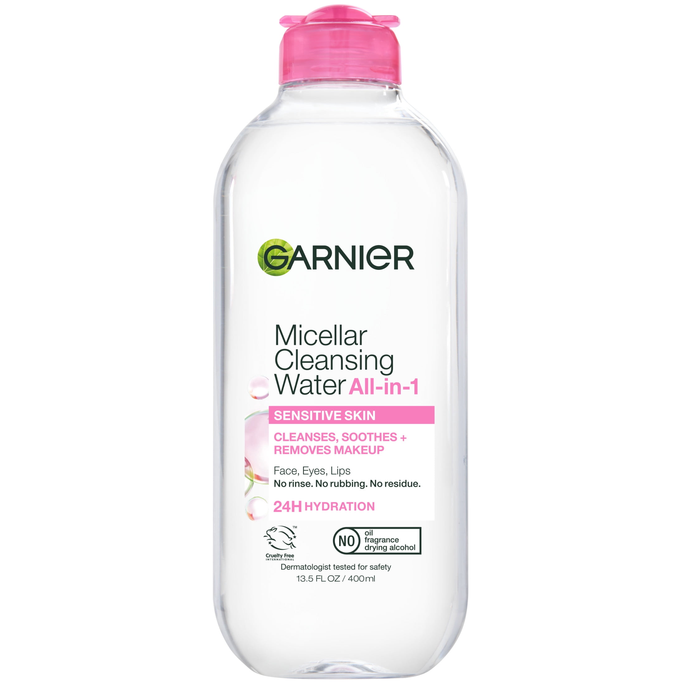 Garnier-Micellar-Cleansing-Water-400ML-Pink-Feature-Only-13-5-fl-oz_1203c712-e59d-480a-8c1c-34a40ba2e961.a1babe5ca2cabf2984b6b191a8db8dd4.jpeg Garnier SkinActive Micellar Cleansing Water All in 1 Makeup Remover, Face Cleanser, 13.5 fl oz - Image 1