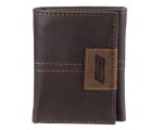 Genuine Dickies Men's RFID Genuine Leather Trifold Wallet with Interior Zipper