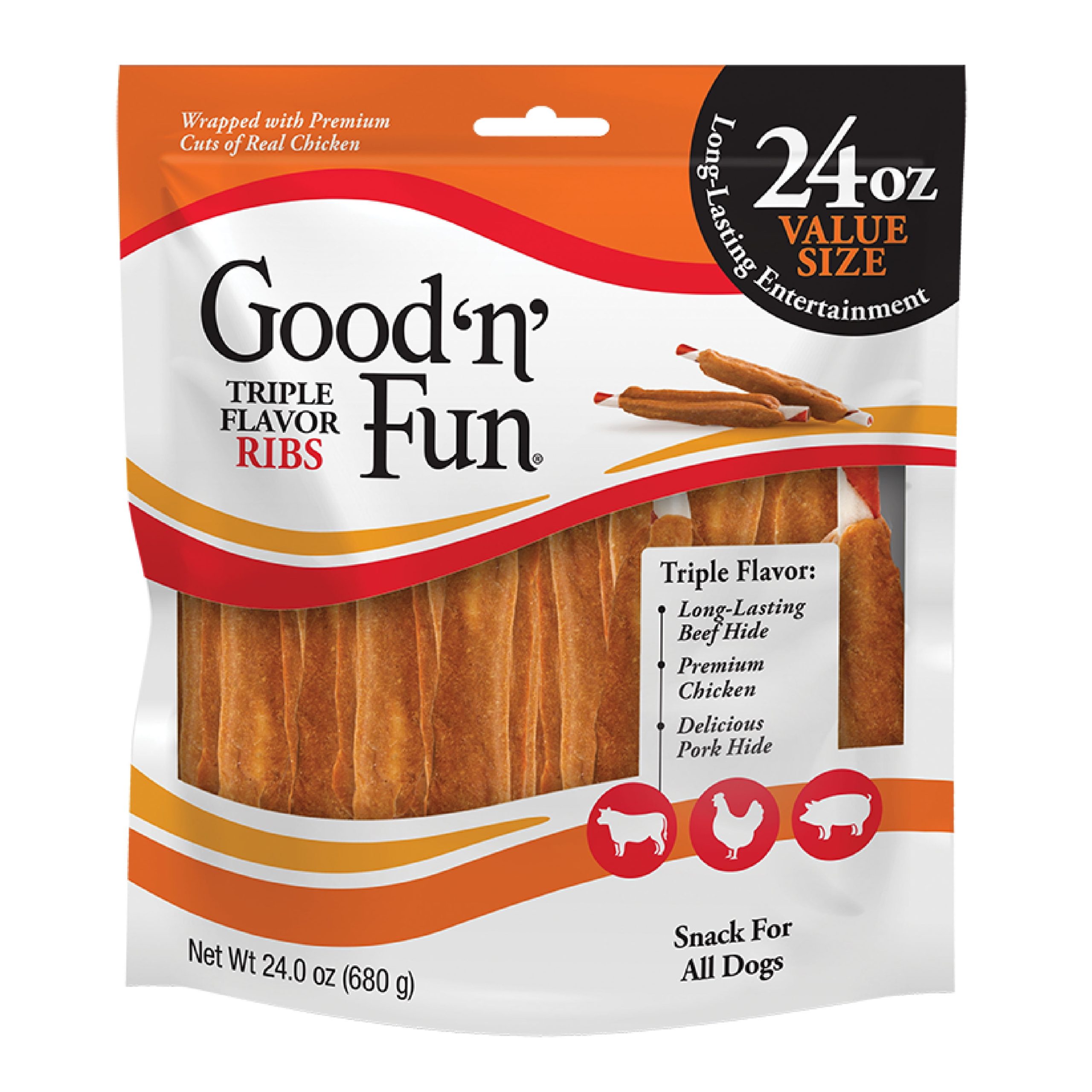 Good-n-Fun-Triple-Flavor-Ribs-Rawhide-Chews-for-All-Dogs-24-oz_c9c05c08-4389-49b0-a5f9-bd54e779263b.667e8c39d2047992db3dbca3189b580e.jpeg Good 'n' Fun Triple Flavor Ribs, Rawhide Chews for All Dogs, 24 oz. - Image 1