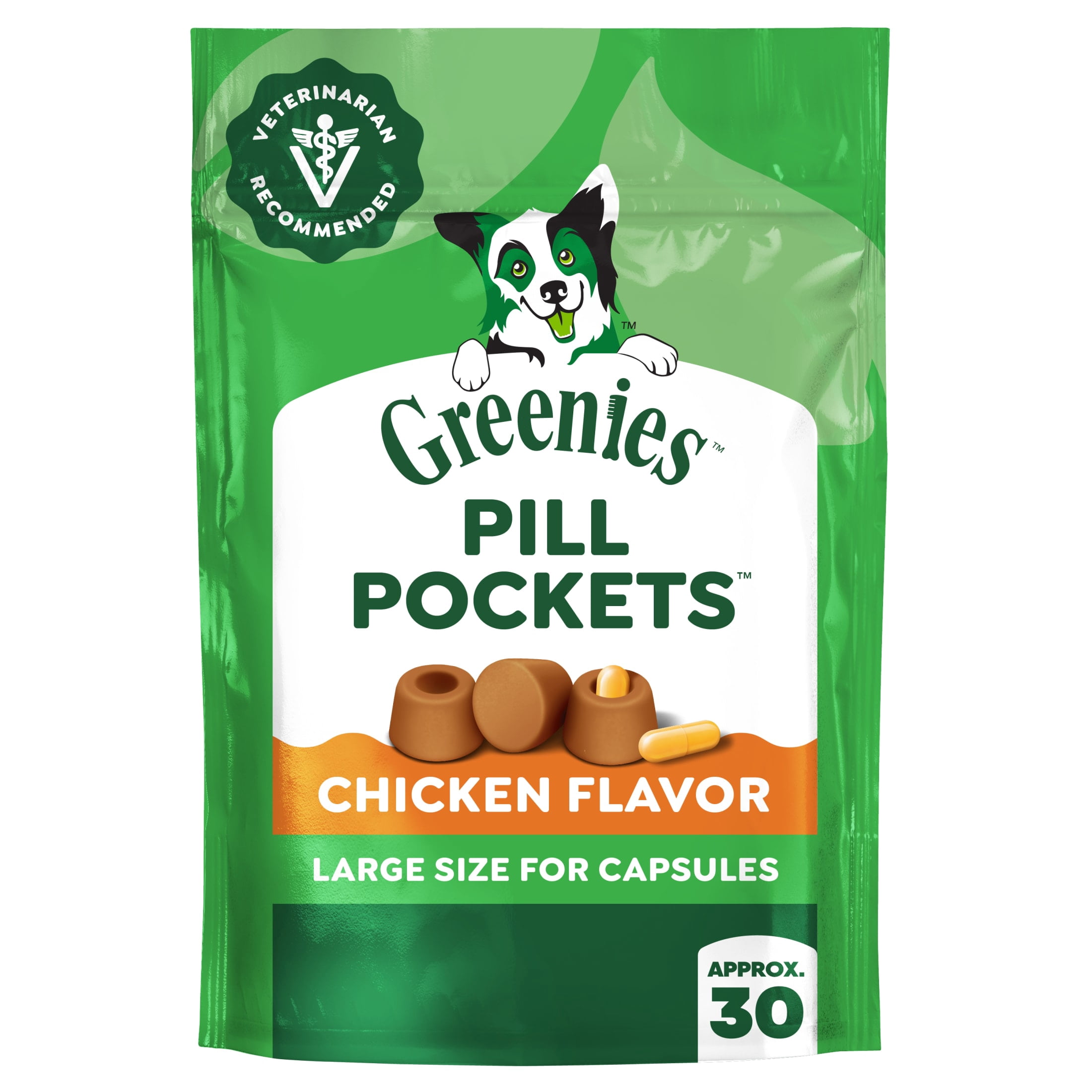 Greenies-Pill-Pockets-for-Dogs-Capsule-Size-Natural-Soft-Dog-Treats-Chicken-Flavor-Semi-moist-7-9-oz-Pack-30-Treats_9386811d-bbc6-41e2-ac38-a3314e3c8e37.527fc89e5df941ea41d7a86290a48421.jpeg Greenies Pill Pockets for Dogs, Capsule Size, Natural Soft Chicken Dog Treats, 30-Pack - Image 1