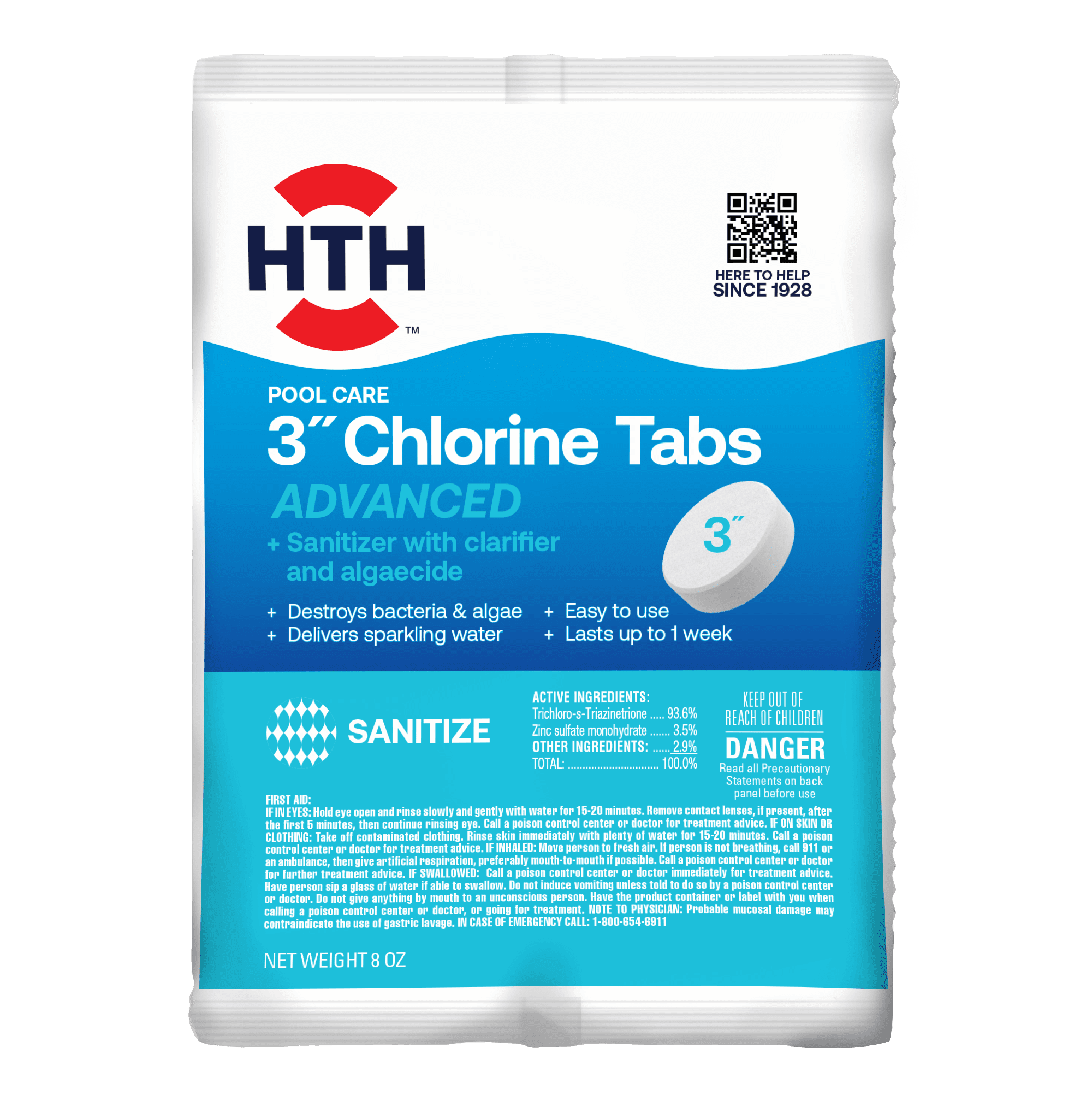 HTH-Pool-Care-3-Chlorine-Tablet-Advanced-for-Swimming-Pools-8oz-Single-Tablet_1a7dc789-4b24-497e-aca2-b027f03f479b.e058a10b570919e1b5afed4655bff490.png HTH Pool Care 3" Chlorine Tablet Advanced, Pool Chemical Sanitizer, for Routine Chlorination - Image 1