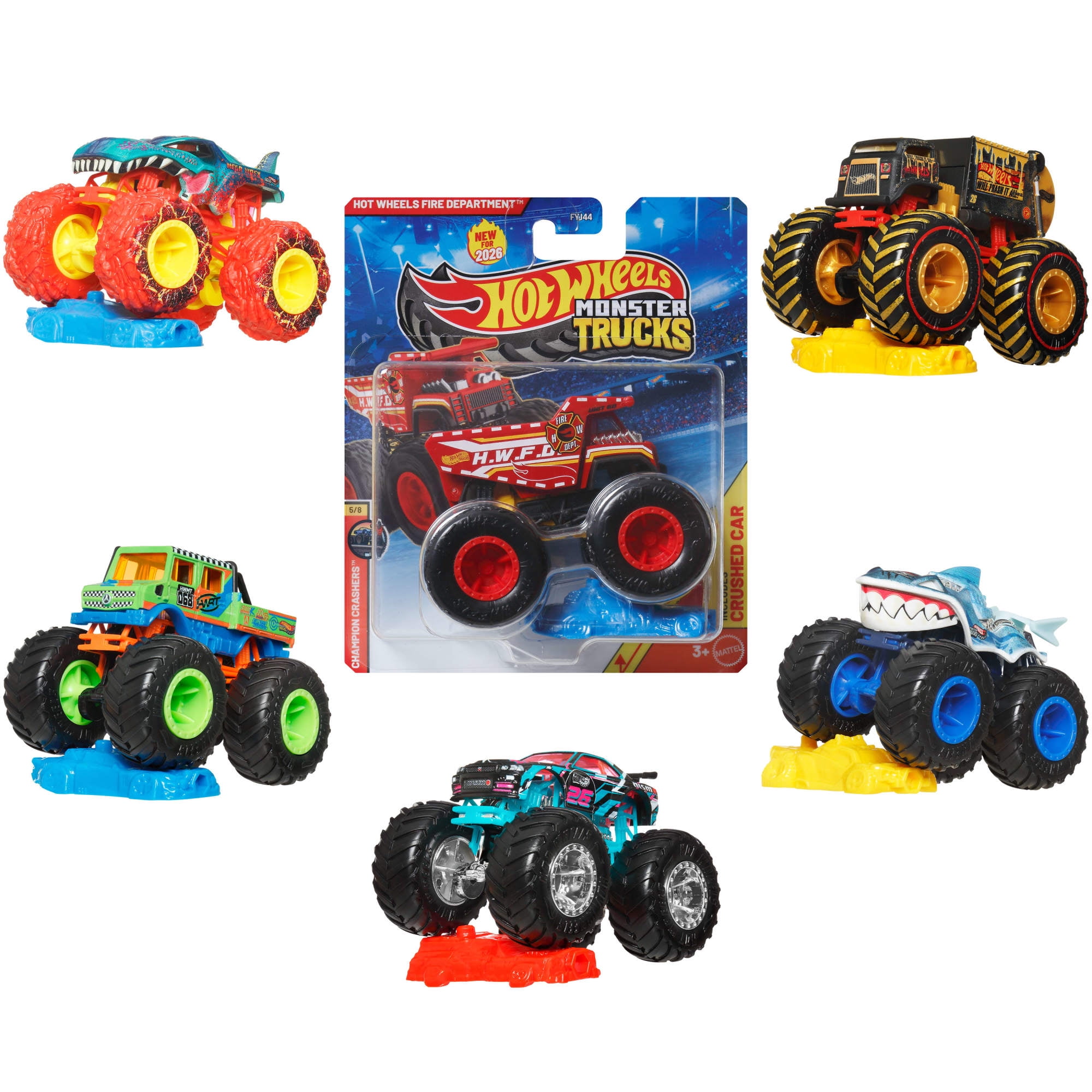 Hot-Wheels-Monster-Trucks-1-64-Scale-Toy-Truck-1-Crushable-Car-Styles-May-Vary_5f468ff6-b7a0-4fa4-8fbb-b6cc018a9de3.97855157784b286cf312793e2620904c.jpeg Hot Wheels Monster Trucks, 1:64 Scale Toy Truck & 1 Crushable Car (Styles & Colors May Vary, Items May Not Be Pictured) - Image 1