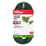 Hyper Tough 25 ft 16 AWG 3-Prong Triple Outlet Outdoor Extension Cord, Green, 13 Amps