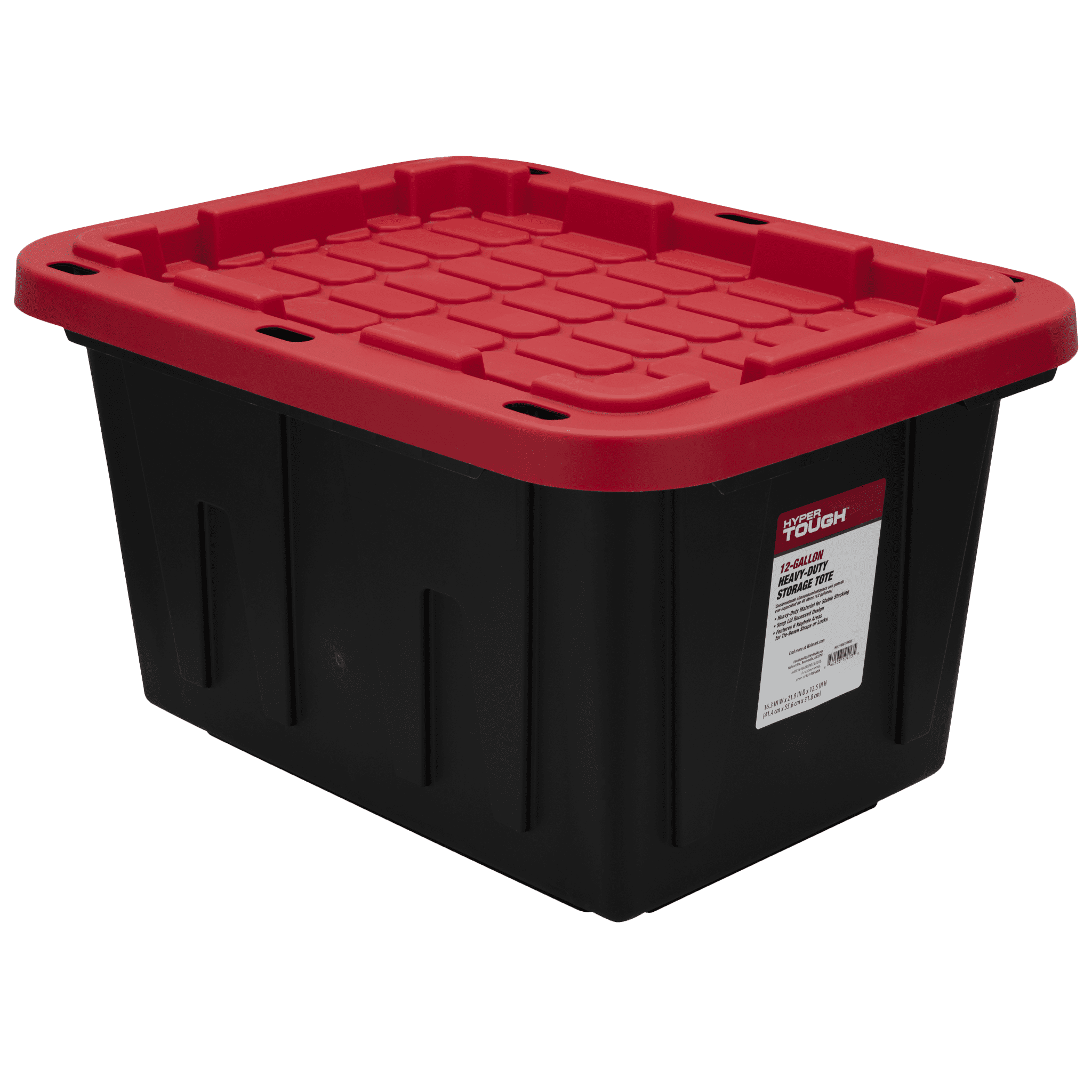 Hyper-Tough-Small-Storage-Bin-12-Gallon-Plastic-Storage-Container-with-Snap-On-Lid-Black-and-Red_eef1f57d-0ebc-416f-9b74-1b125ffb87c6.ccc75caf499b8e02ad9522eda657cbd6.png Hyper Tough 12 Gallon Snap Lid Storage Bin, Black Base with Red Lid, Heavy Duty Plastic - Image 1