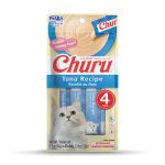 INABA Churu Cat Treats, Creamy Lickable Purée Cat Treat with Vitamin E, 0.5 Ounces Each Tube, 4 Tubes, Tuna Recipe