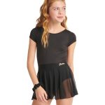 Justice Cap Sleeve Ballet Leotard for Girls with Bow Back, Size S (7/8) - Black