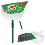 Libman Extra Large Angle Broom with Clean Fibers Dustpan & Green Steel Handle