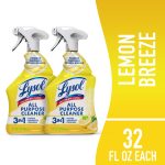 Lysol All Purpose Spray Cleaner for Sanitizing and Disinfecting, Lemon, 32 fl oz, Pack of 2