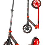 Kick Scooter for Adults and Teens – Folding Adjustable Scooter with 200mm Big Wheels – Lightweight Commuter Scooter for Boys and Girls – Red and Black – Durable Steel Frame – Madd Gear Kruzer 200