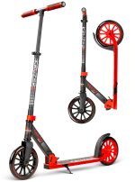 Kick Scooter for Adults and Teens – Folding Adjustable Scooter with 200mm Big Wheels – Lightweight Commuter Scooter for Boys and Girls – Red and Black – Durable Steel Frame – Madd Gear Kruzer 200