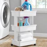Mainstays 3-Tier Plastic Rolling Laundry Cart, Arctic White