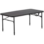 Mainstays 40 in Centerfold Fold-in-Half Folding Table, Adjustable Height, Black
